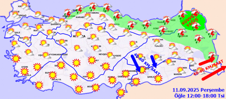 Meteoroloji Genel Müdürlüğü Uyarısı: Batı ve Orta Karadeniz’de Sağanak ve Kuvvetli Rüzgarlar
