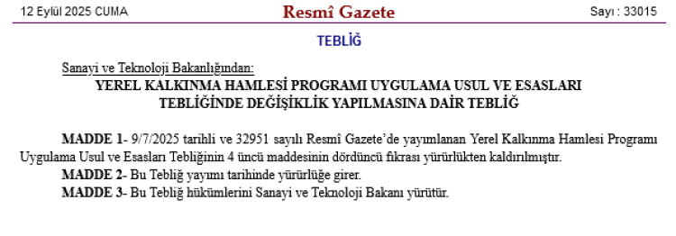 Yerel Kalkınma Hamlesi'nde Revizyon: Kapasite Artışına Kısıtlamalar Getirildi